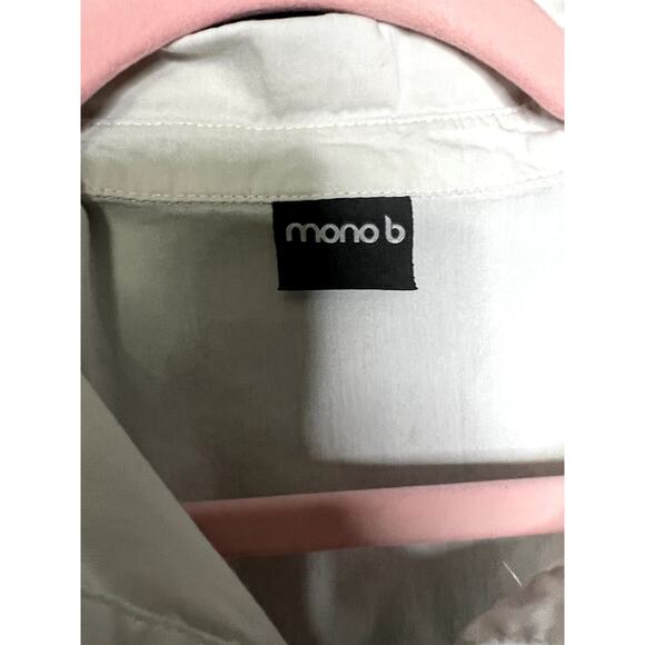 Mono B Size Medium Button Down White Corpcore Top with Bow Tie Back Preppy Girly - Picture 6 of 9